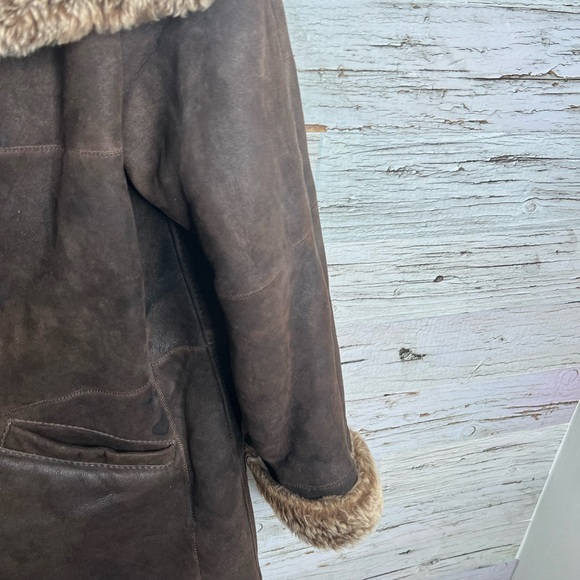 The Leather Ranch Le Ranch Du Cuir vintage jacket sheepskin brown suede size 8 - Picture 5 of 10